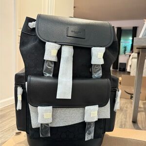 Coach Black Leather Men's Backpack